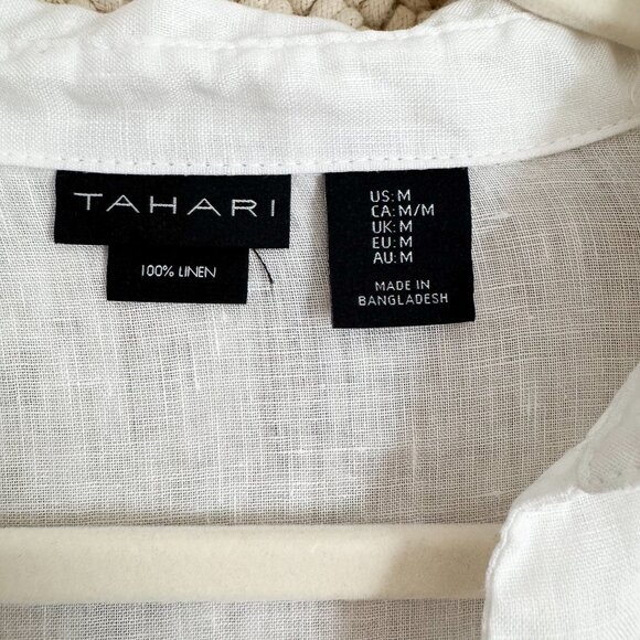 Tahari Women’s Linen Collared Shirt Size Medium GUC - Picture 4 of 8